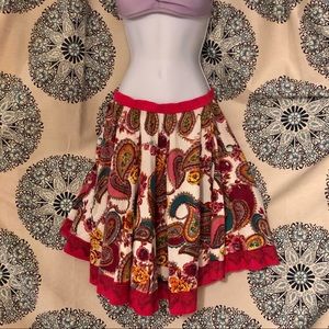 NWOT Pink floral paisley skirt
